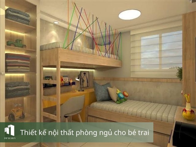 Phòng ngủ thiết kế thông minh cho 2 bé trai 